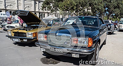 Black vintage Mercedes car at Motorclassica Editorial Stock Photo